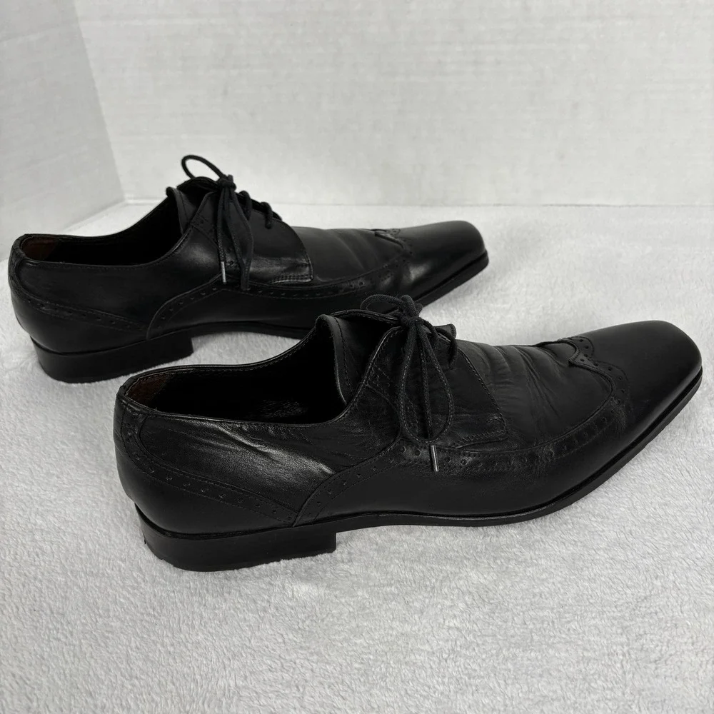 To Boot New York Adam Derrick Black Leather Wingtip Oxford Dress Shoes 13‎ Italy